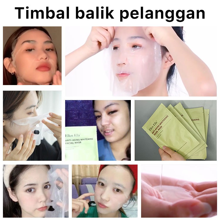 ELLEN ELLA Triple Retinol Niacinamide Anti Aging Whitening Masker Wajah - Meringankan kerutan, memecah melanin - Tiba dalam 1-4 hari - Beli 25 pcs dapat gratis 25 pcs
